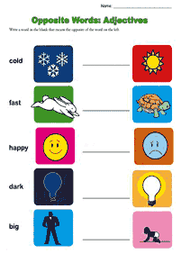 Opuestos Hojas De Actividades De Ingles