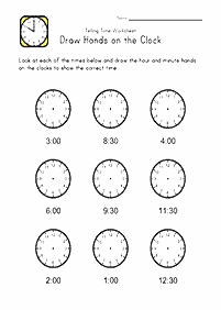 Sagen Sie die Zeit (Uhr) - Arbeitsblatt 11