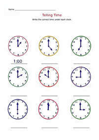 Sagen Sie die Zeit (Uhr) - Arbeitsblatt 15