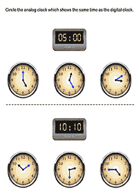 Sagen Sie die Zeit (Uhr) - Arbeitsblatt 22