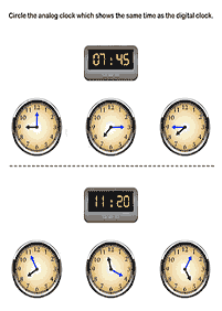 Sagen Sie die Zeit (Uhr) - Arbeitsblatt 34