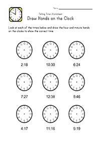 Sagen Sie die Zeit (Uhr) - Arbeitsblatt 39