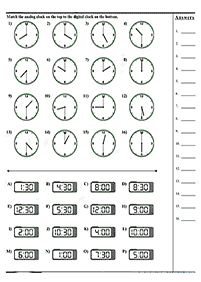 Sagen Sie die Zeit (Uhr) - Arbeitsblatt 4