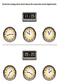 Sagen Sie die Zeit (Uhr) - Arbeitsblatt 54