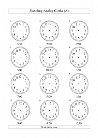 Sagen Sie die Zeit (Uhr) - Arbeitsblatt 64