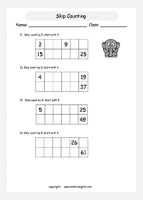 Überspringen Zählen - Arbeitsblatt 23