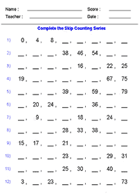 Überspringen Zählen - Arbeitsblatt 52