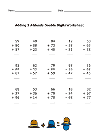 Addition für Kinder - Arbeitsblatt 128