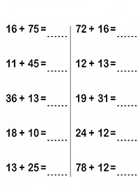 Addition für Kinder - Arbeitsblatt 76