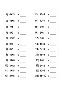 Addition für Kinder - Arbeitsblatt 77