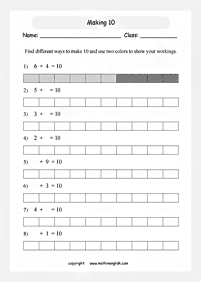 Einfache Addition für Kinder - Arbeitsblatt 91