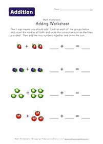 Einfache Math für Kinder - Arbeitsblatt 91