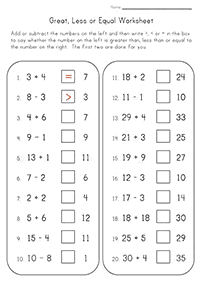 Größer als weniger als - Arbeitsblatt 18