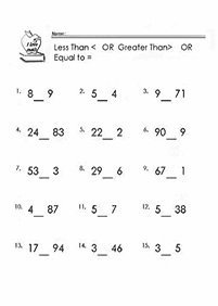 Größer als weniger als - Arbeitsblatt 57