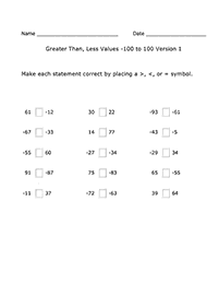 Größer als weniger als - Arbeitsblatt 64