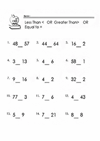 Größer als weniger als - Arbeitsblatt 65