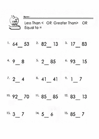 Größer als weniger als - Arbeitsblatt 69