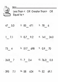 Größer als weniger als - Arbeitsblatt 86