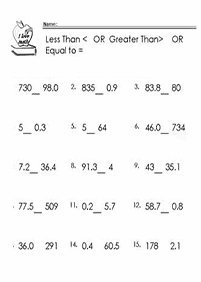 Größer als weniger als - Arbeitsblatt 90