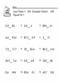Größer als weniger als - Arbeitsblatt 91
