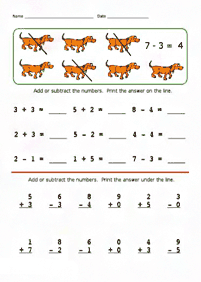 Einfache Subtraktion - Arbeitsblatt 22