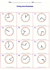 Aprender a leer la hora (reloj) – hoja de actividad 103