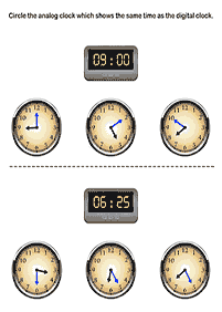 Aprender a leer la hora (reloj) – hoja de actividad 46