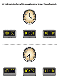 Aprender a leer la hora (reloj) – hoja de actividad 56