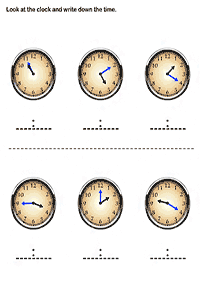 Aprender a leer la hora (reloj) – hoja de actividad 63