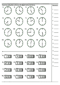 Aprender a leer la hora (reloj) – hoja de actividad 77