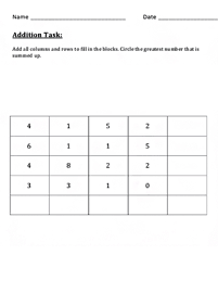 Matemática para niños – hoja de actividad 201