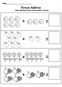 Sumas simples para niños- Hoja de actividad 68