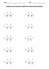 分数ワークシート - ワークシート119