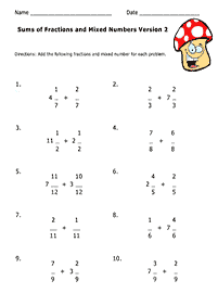 分数ワークシート - ワークシート127