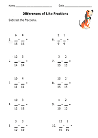 分数ワークシート - ワークシート135