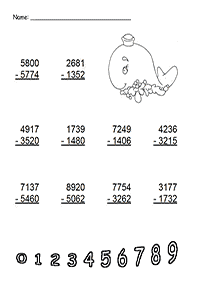 子供向けの引き算 - ワークシート101