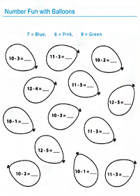 子供向けの引き算 - ワークシート15