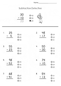 子供向けの引き算 - ワークシート35