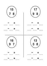 子供向けの引き算 - ワークシート50