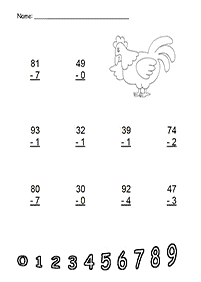 子供向けの引き算 - ワークシート70