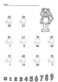 子供向けの引き算 - ワークシート73