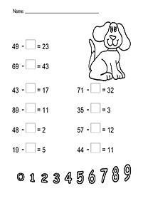 子供向けの引き算 - ワークシート77