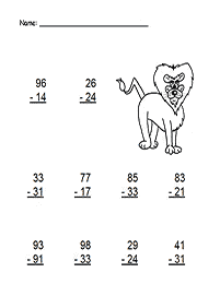 子供向けの引き算 - ワークシート82