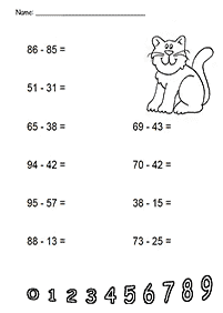 子供向けの引き算 - ワークシート90