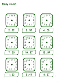 시간말하기 (시계) –학습지 57