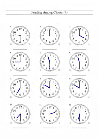 Dizendo as horas (relógio) - ficha de exercício 112