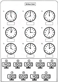 Dizendo as horas (relógio) - ficha de exercício 126