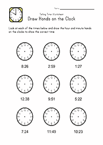 Dizendo as horas (relógio) - ficha de exercício 47