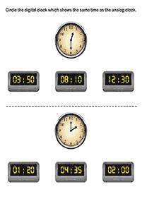 Dizendo as horas (relógio) - ficha de exercício 52