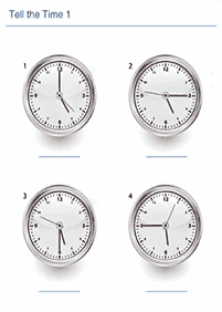 Dizendo as horas (relógio) - ficha de exercício 53